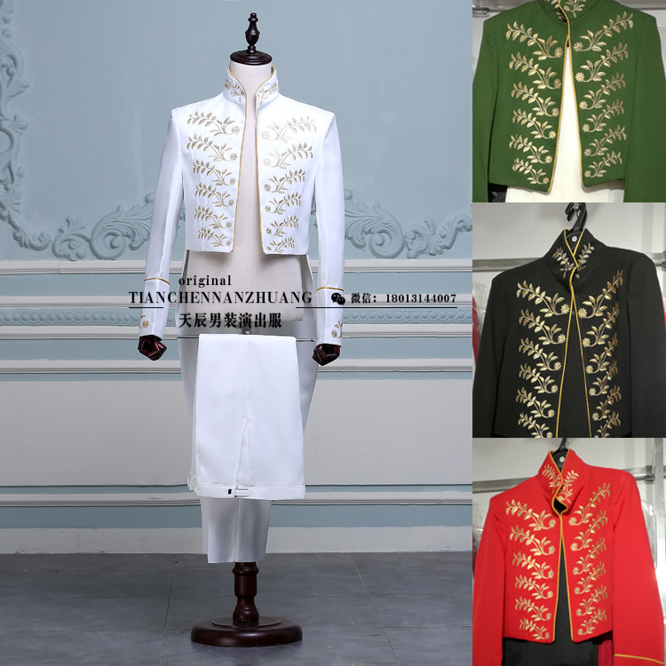 

Wholesale-Tuxedo Mens costumes show magician command clothing men's dress costumes of Bel Canto Singers - white male costume for singer, Black