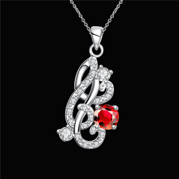 

Women's love fashion flower shape 925 silver Pendant Necklaces STPN094A, best gift blue gemstone sterling silver jewelry necklace