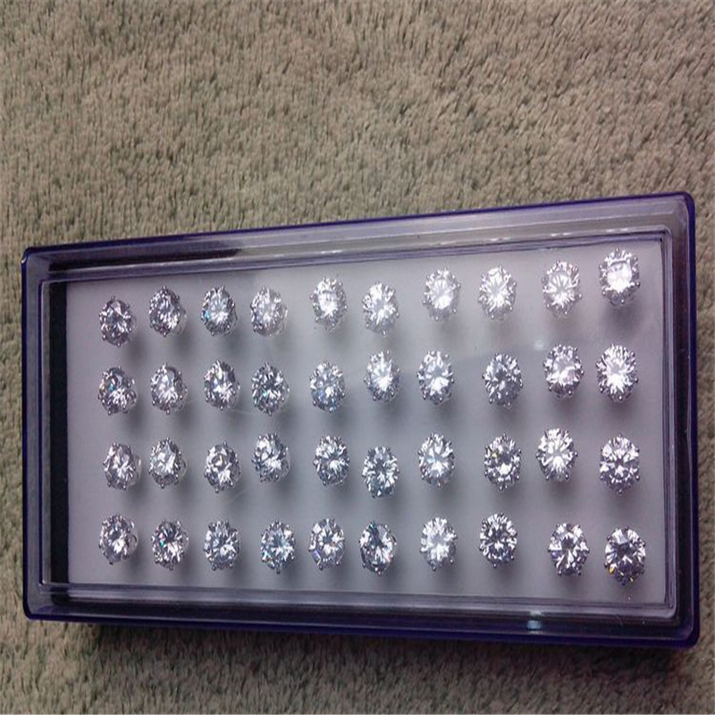 

Wholesale Hot New Arrival Jewelry Earring 100pair/5lot 925 sterling silver earrings for women 8MM Cubic Zirconia Stud Earrings, Golden;silver