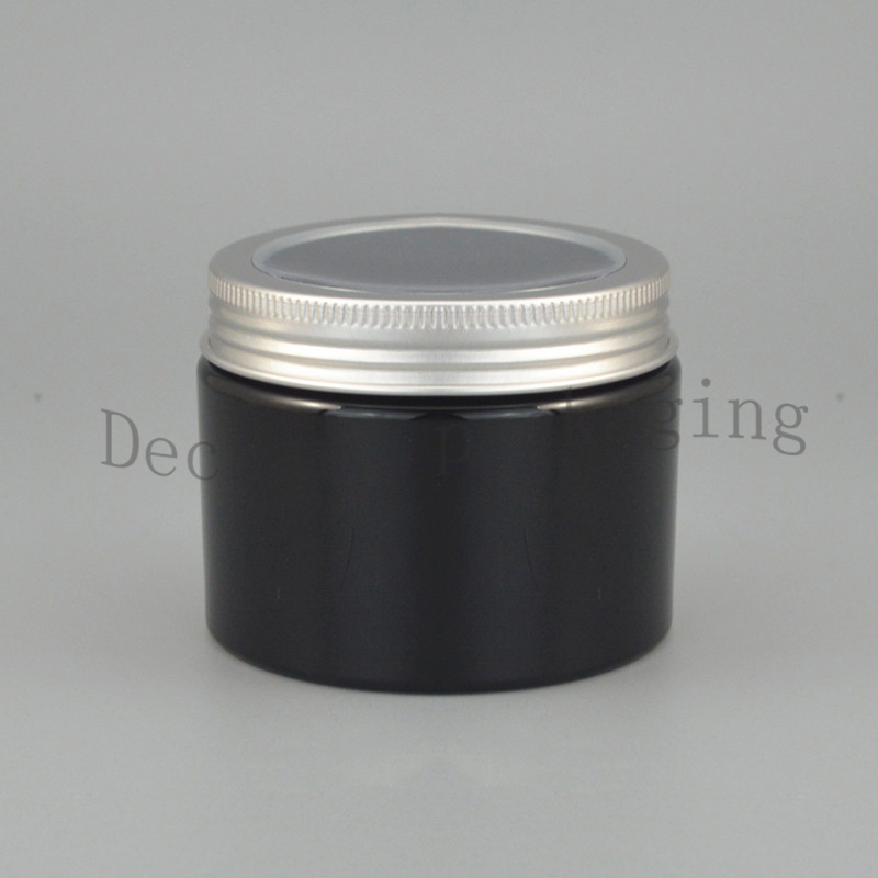 

Hot sale 30 x 150g Black Cream Jar, 150cc PET Jar, Cream Bottle with aluminum lids, different size with the previous jar