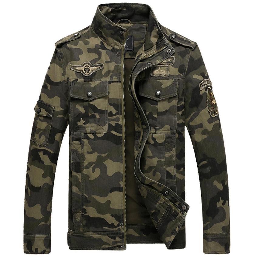 

Camouflage Mens Jackets Cotton For Autumn Winter Coat Stand Collar Casual Printing Coats for Male Clothes, Black;brown