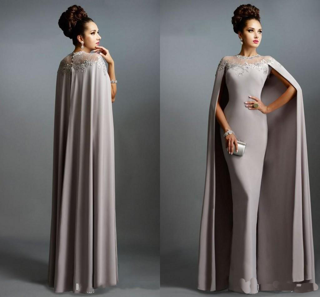 

2019 Sexy Formal Evening Dresses Gray With Cape Ruffles Lace Edged Cheap Long Sheer Prom Party Gowns Evening Wear Dress, Light purple