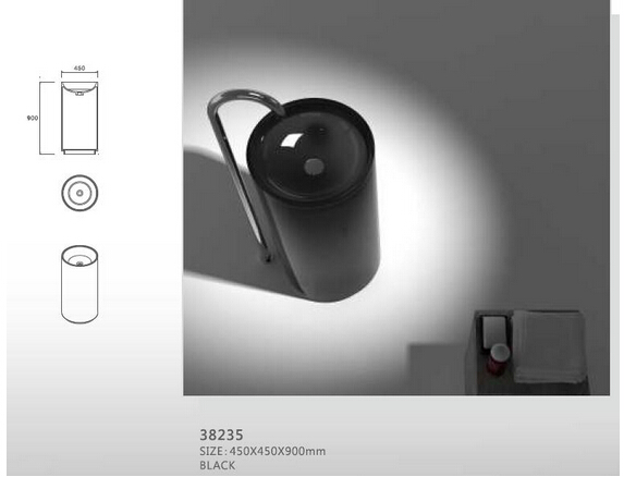 Round Resin Acryli Bathroom Pedestal Wash Basin Freestanding Solid Surface Matt Sink Cloakroom Vanity Colored Wash Sink RS38235-430-image-383375192