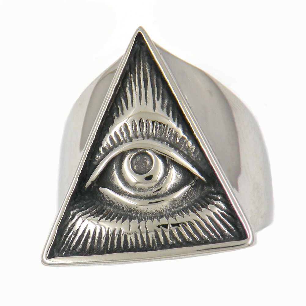

FANSSTEEL stainless steel mens or wemens jewelry free masonary TRINGLE ALL SEEING EYE GOD'S WITH CROSS MIRACLE RING 12W82