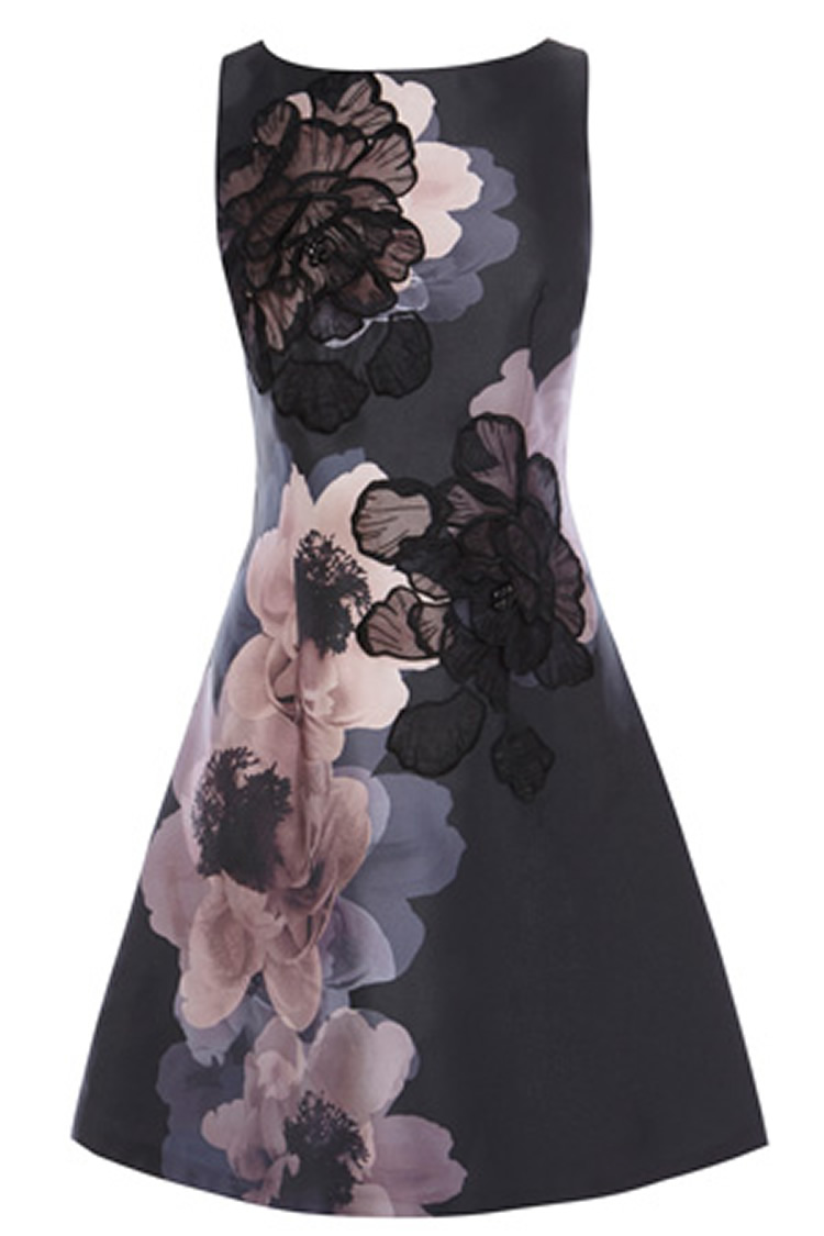 

Flower Print Women A-Line Dress Sleeveless Casual Dresses 054A561, As pictures