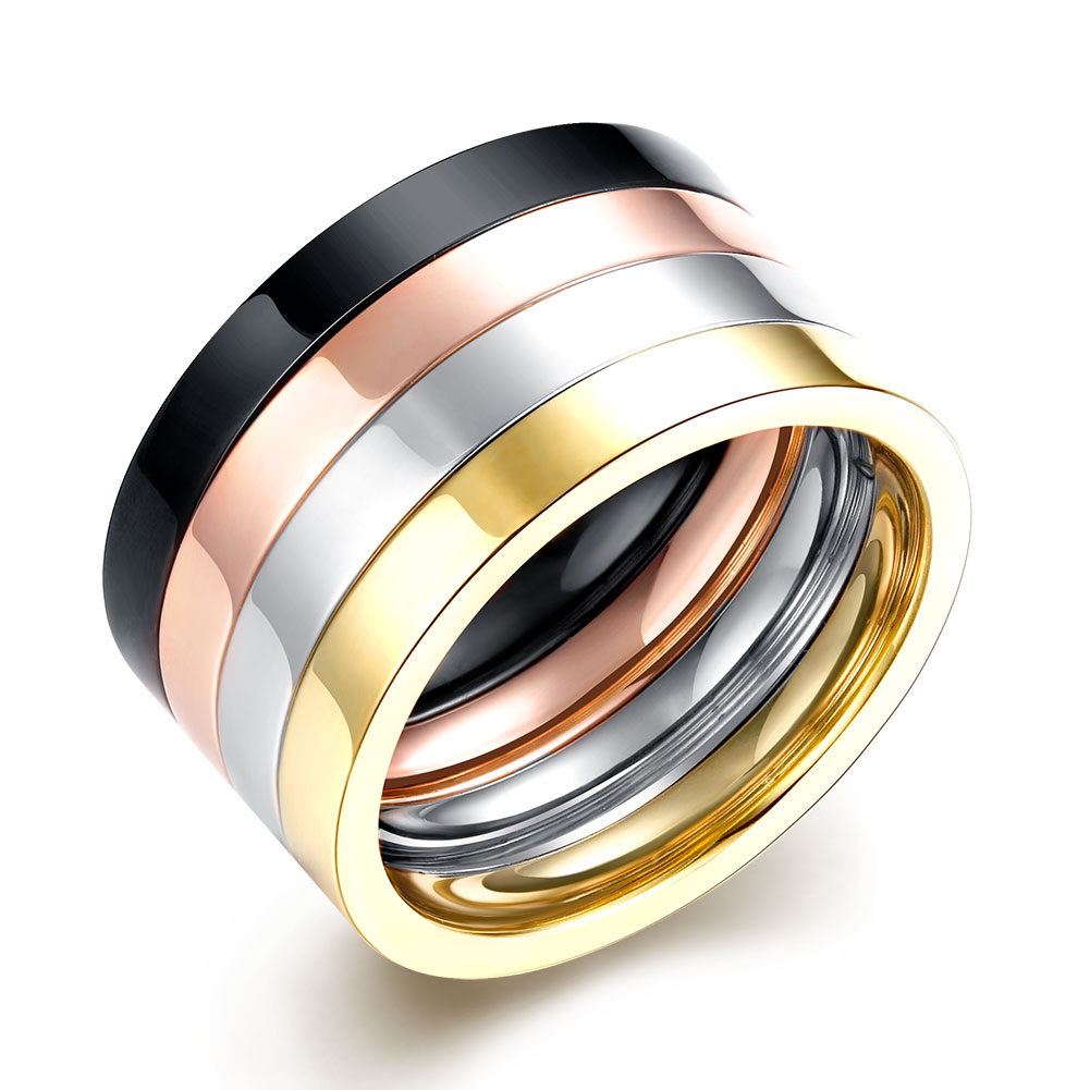 Unisex Set of 4 Stainless Steel Mens Women's Knuckle Midi Stacking Rings US Size 7-10