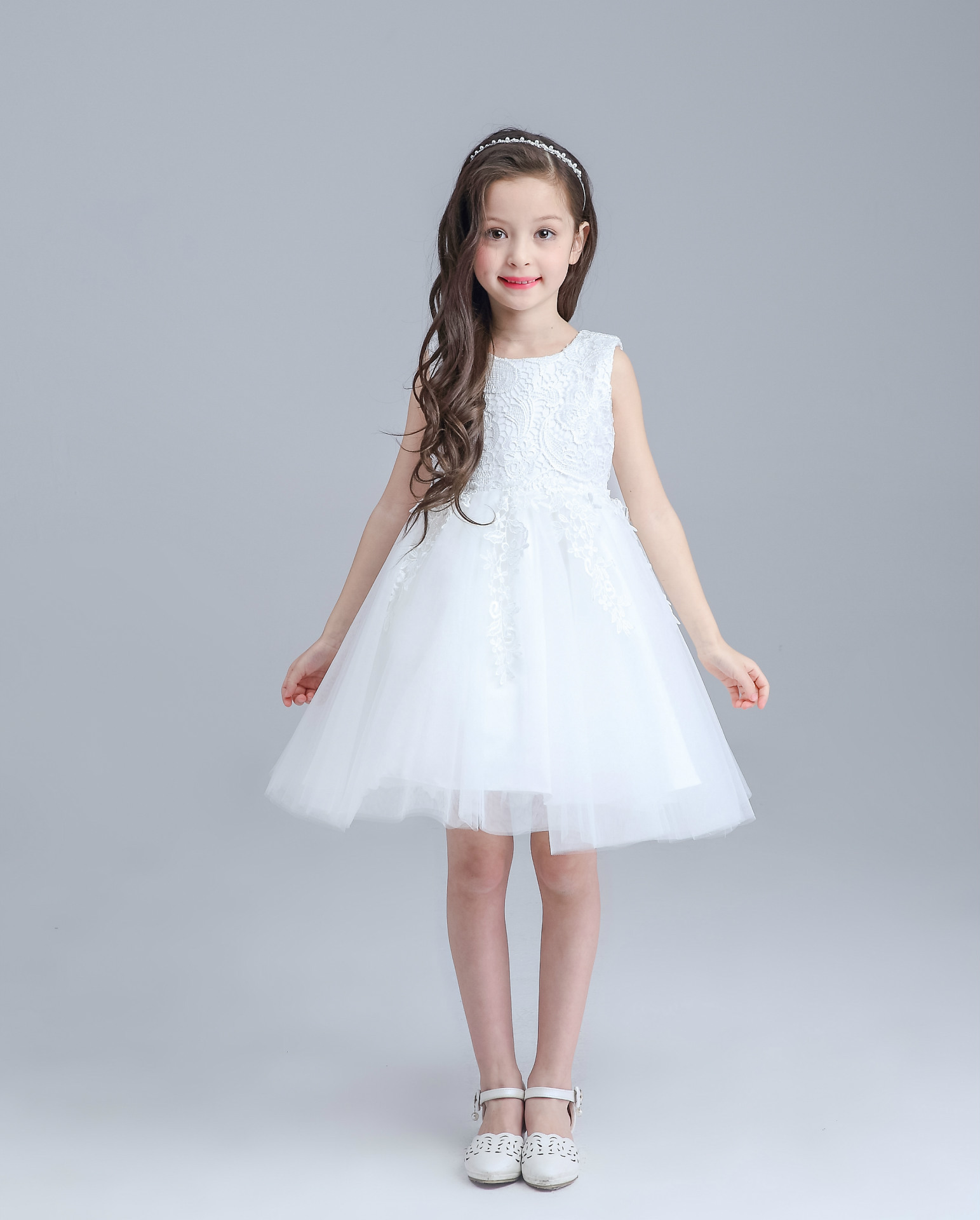 

High Quality White Big Bow Girls Dresses For Tulle Lace Infant Toddler Pageant Flower Girl Dress for Wedding and Birthday Special Offer