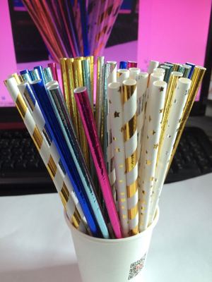 

New Foil Gold Straw Silver Straw Paper Straw Decoration Party Drinking Supplies 100pcs/lot DEC044
