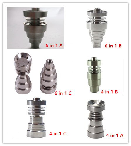 

Universal Domeless Titanium Nail 4 IN 1 6 IN 1 10mm 14mm 18mm Male Female Dual Function GR2 Ti Nails Ash Dab Rigs