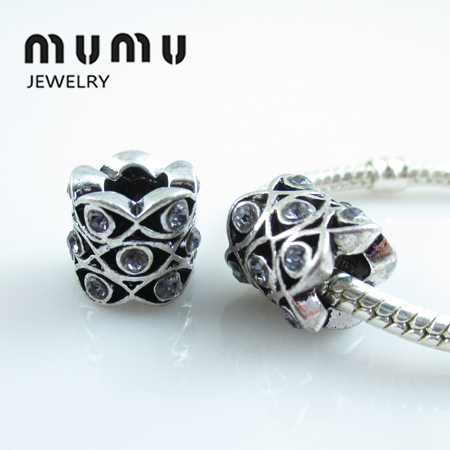 

Wholesale Diy Jewelry Birthstone Flower Beads Crystal Silver Plated Big Hole Loose Bead Fits European Snake Charms Bracelets Free Shipping, Black