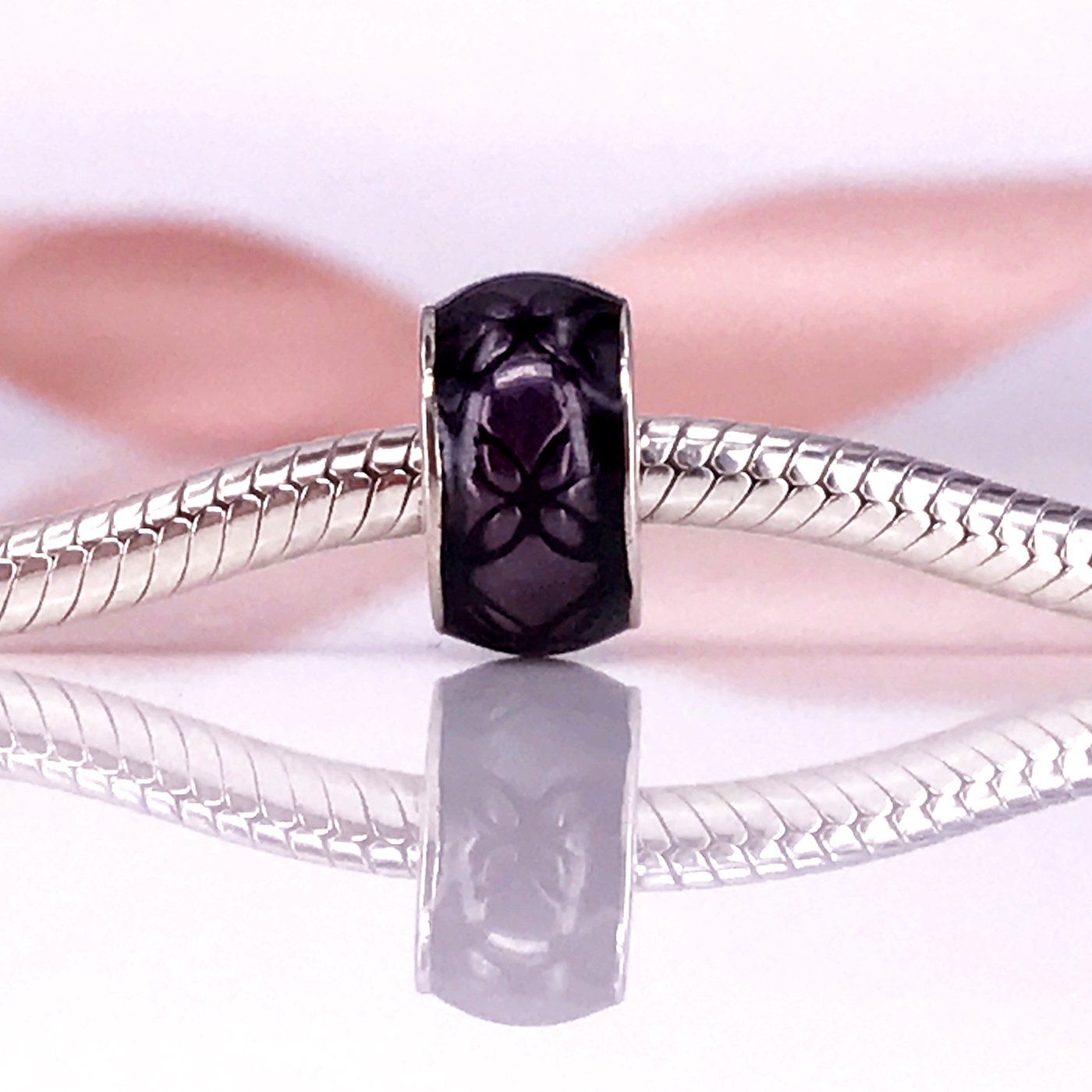 floral vintage purple enamel charm fit diy pandora bracelet authentic 925 sterling silver fine jewellery 791034en31