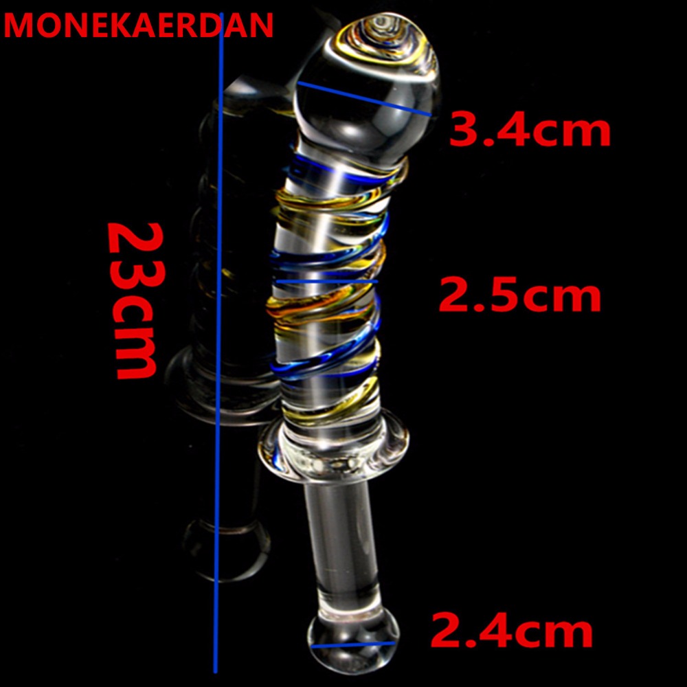 23*3.4 CM Glass Penis Dildos Anal Pleasure Beads Butt Plug In Adult Game For Couples , Erotic Anus Sex Toys For Women And Men 17905