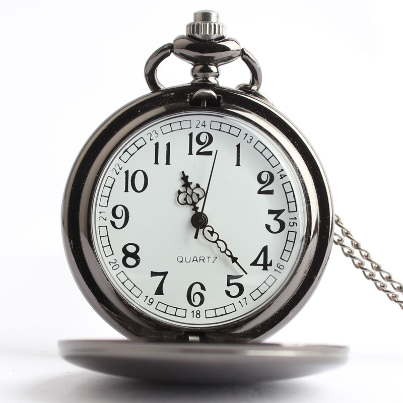 Round 47mm Large Size Smooth Unisex Batteries Casual Silver Color Vintage Key Chain Necklace Modern Fashion Antique Watches Christmas gift-image-187004539