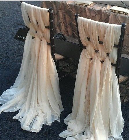 

New Arrival 30D Chiffon Ivory Chair Sashes for Wedding Party 6 Piece/Set Width 1.5M Length 2M, Champagne