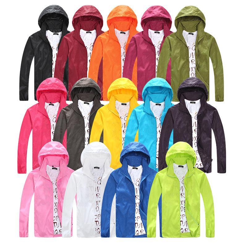 

Wholesale- 2016 Spring Autumn Summer Brand Men & Women jacket hooded jacket Fashion Lovers Thin Windbreaker Zipper Coats, Black