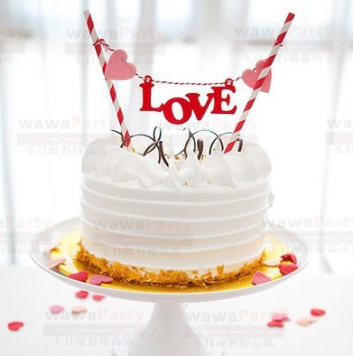 

Wholesale- Love heart wedding cupcake toppers party favors and gifts cake flags banner for baking decoration kids birthday theme supplies