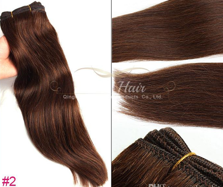 

malaysian 2pcs lot 1424inch black brown hair color human weft hair extensions 100g pc free shipping bellahair, Color#1