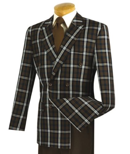 

Fashion Men's brown window glass double-breasted 6 button classic men's office suit 2 (jacket + pants) custom made, Khaki