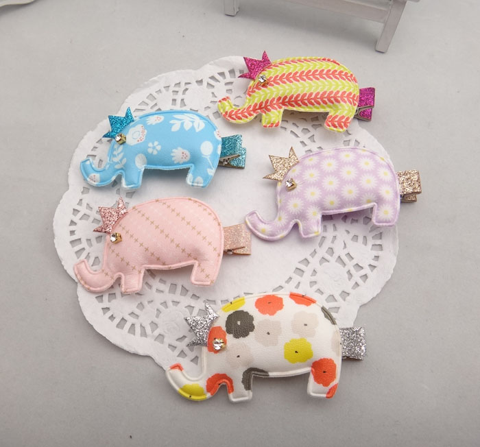 

Boutique 20pcs Fashion Cute Print Elephant Hairpins Solid Glitter Tiaras Animal Barrettes Princess Headware Hair Accessories for Girls, Multi-color