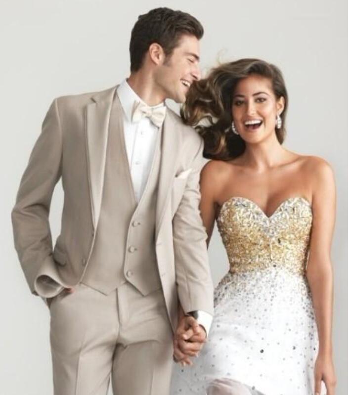 

Custom Made New Style Groom Tuxedos Notch Lapel Best Man Suit Champagne Groomsman Men's Wedding/Prom Suits (Jacket+Pants+Tie+Vest), Pink
