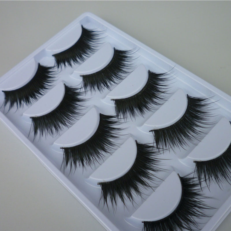 

Wholesale-5 Pairs Lot Black Cross False Eyelash Soft Long Makeup Eye Lash Extension M01757