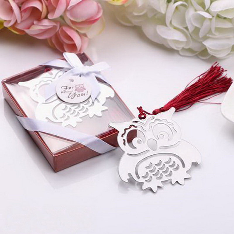 

Silver Metal Hollow-out Tassel Owl Bookmark For Wedding Baby Shower Party Birthday Favor Gift Souvenirs