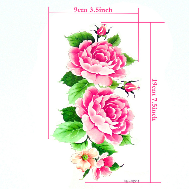 

4Pcs/Pack Waterproof Individuality Red Peony Flower Pattern 2016 Temporary Tattoo Stickers Flash Body Art