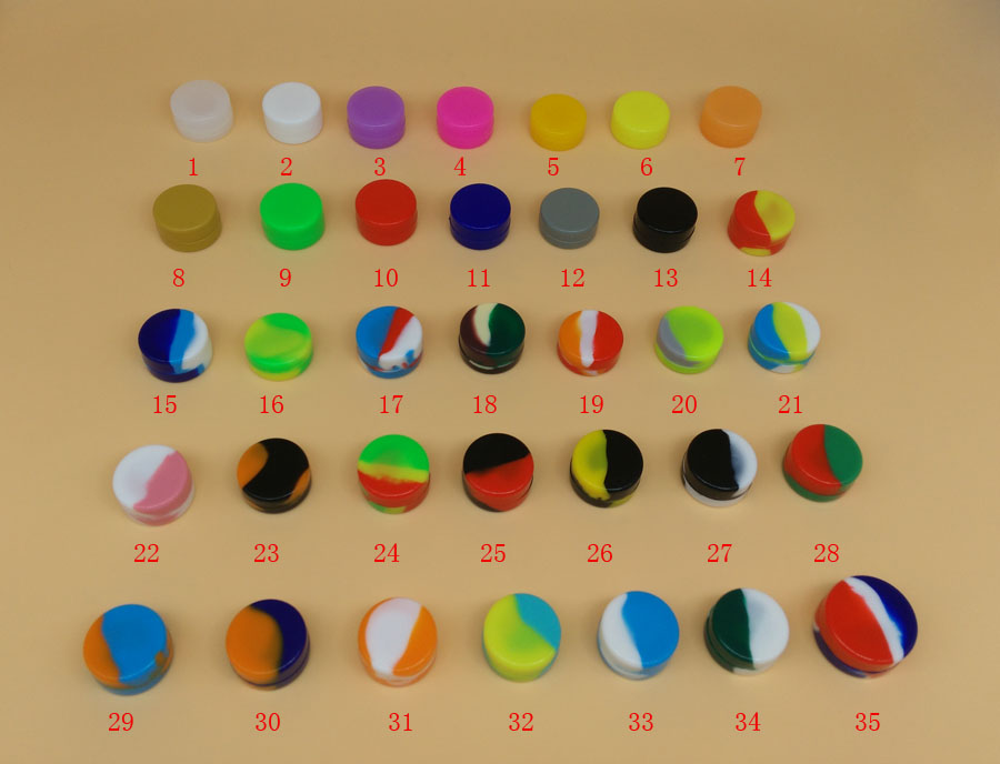 

35 Colors 3mL 5mL 7mL Food Grade Non-stick Dabber Silicone Oil Container Jar Dab Wax Oil Containers Silicone Jars For Dabs Pass FDA&LFGB