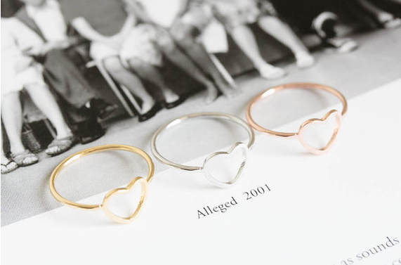 

2016 engagement ring 18 k gold plated minimalist fashion wholesale jewelry simple women love heart ring pack mail