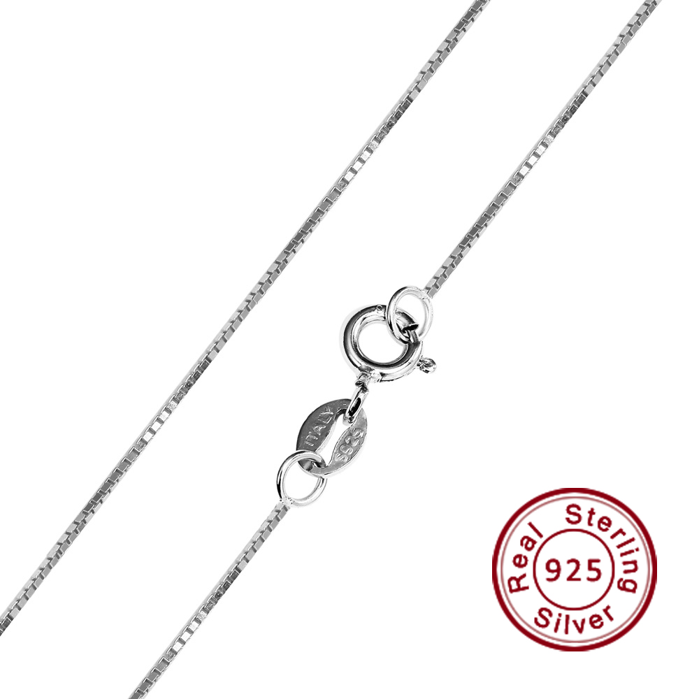 

Fashion Jewelry Sterling Silver Chain 925 Necklace Box Chain for Women 1mm 16 18 20 22 24 Inches
