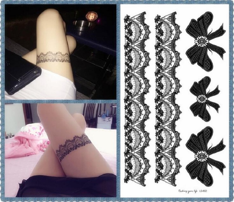 

21*15cm Temporary fake tattoos Waterproof tattoo stickers body art Painting for party decoration etc large black lace