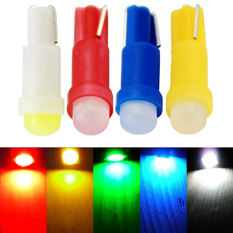 

100pcs T5 1 led Bulb smd Ceramic Dashboard Gauge Instrument Car Auto Side Wedge Light Lamp 73 74 79 85 86 COB DC12V