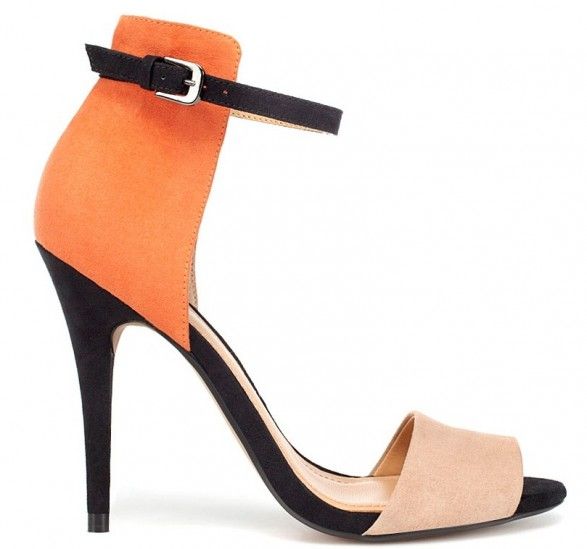 

new fashion shoes women sandals peep toes buckle multi color stiletto high heels sandals micro suede ankle feminino melissa sandalia, Beige and orange