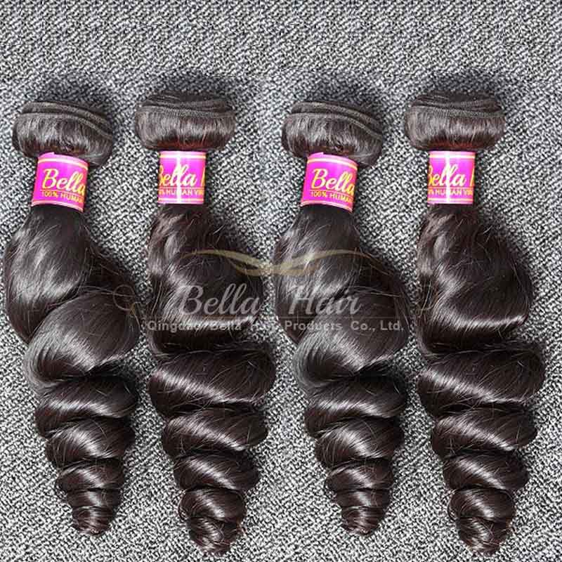 

8 30 mongolian hair extensions 4pcs lot loose wave natural black bellahair, Natural color