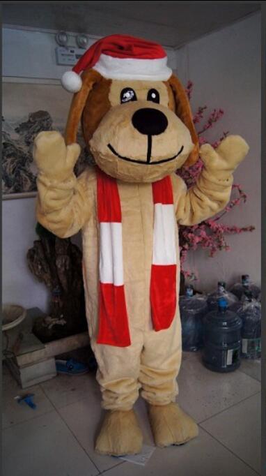 

high quality Real Pictures Deluxe Christmas dog mascot costume US dollars mascot costume Adult Size factory direct free shipping, White