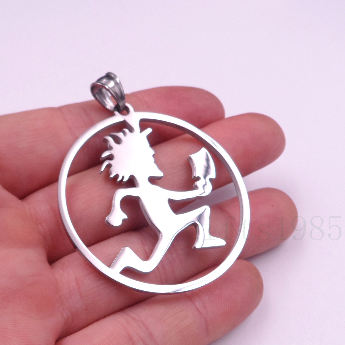 

ICP HATCHET MAN CIRCLE CZ PENDANT Stainless steel w30" necklace chain choose