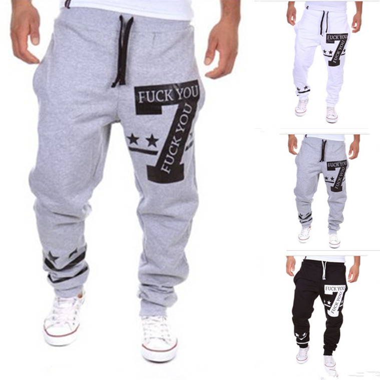 2017 men's new casual pants personality stars printed letters fashion casual pants autumn and winter must-image-404050139