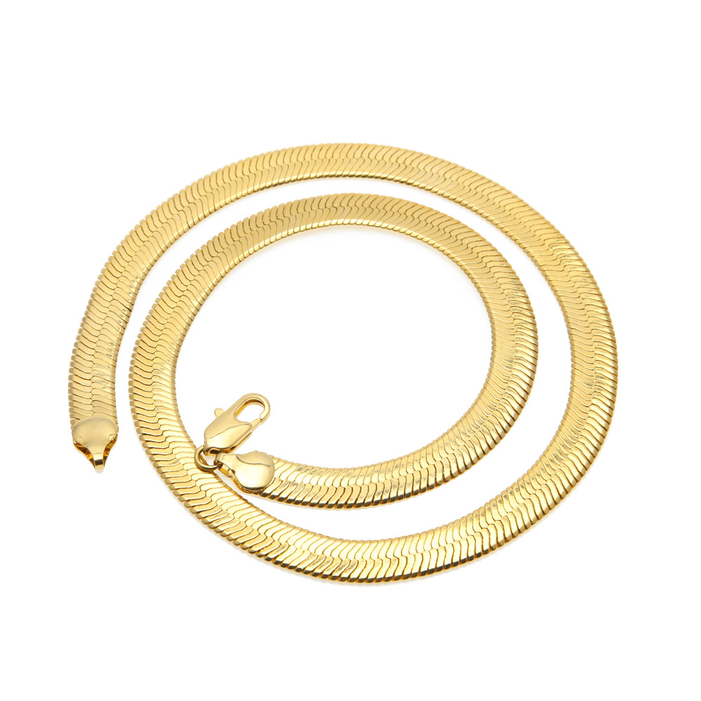 

8&10 MM gold snake chain necklace Men's Flattened Smooth snake chains 30inch For women Hip Hop Jewelry Hot sale