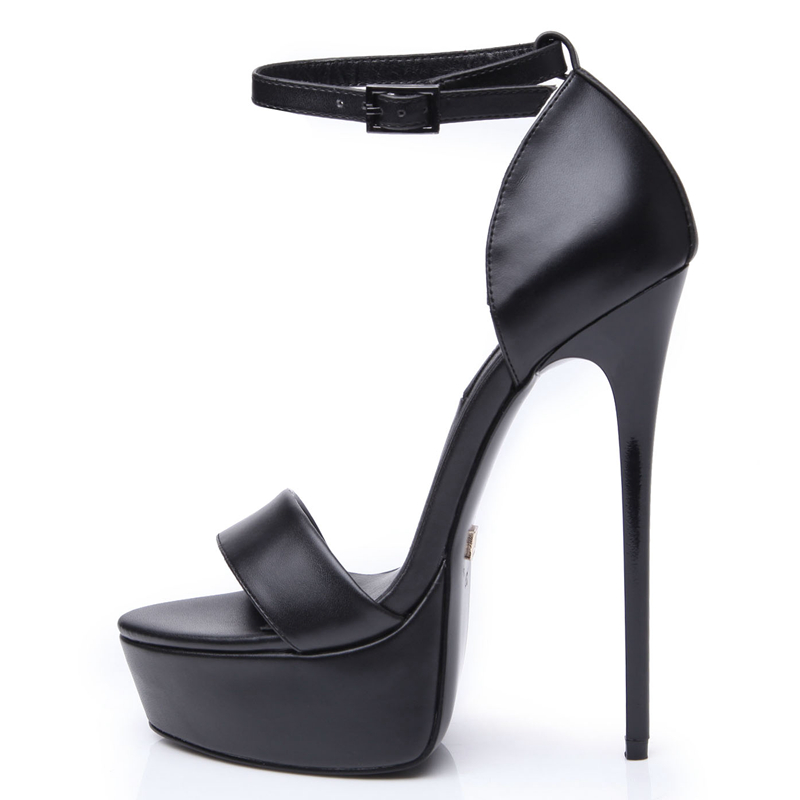 

Platform Stiletto Heel Shoes PU Leather Black High Heel sexy shoes for Evening Party Top Quality High Heel Sandals undersize to oversize