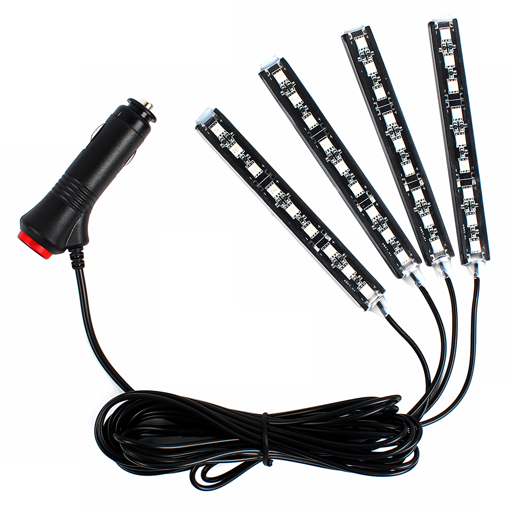 

4Pcs Car Atmosphere Lamp With Remote Control RGBW LED Strip Lights Auto Decoration Cars Interior Music Rhythm Light DXY8