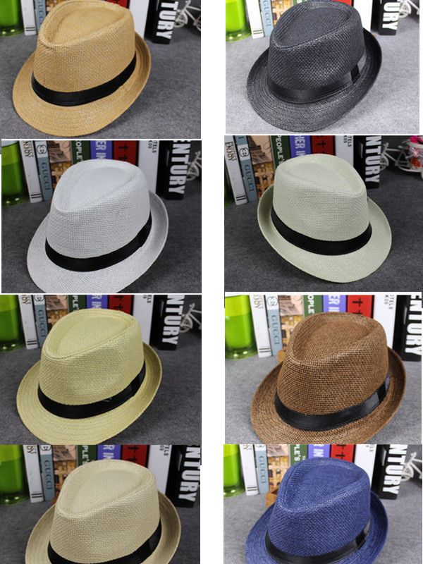 

2018 Vogue Men Women Straw Hats Soft Fedora Panama Hats Outdoor Stingy Brim Caps Accept Mix Order, As the colors