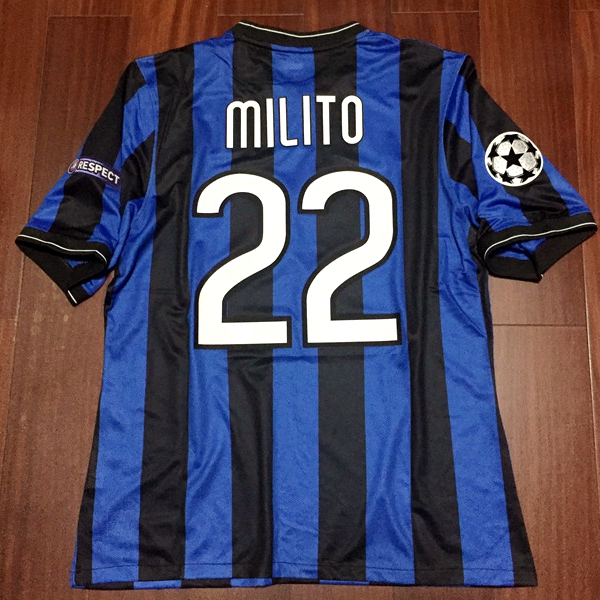

INT ucl final 2010 Match Worn Player Issue Shirt Jersey Zanetti Sneijder Milito Football Custom Name Patches Sponsor, 4 j.zanetti