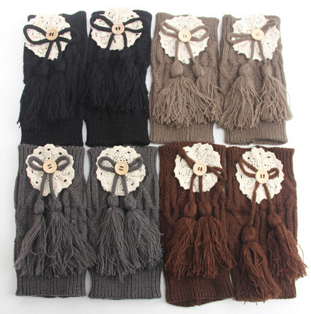 

Wholesale-new design top quality women leg warmers for lady girls crochet lace knit tassels boot socks winter warm accessory 5pcs/lot, Mix colors