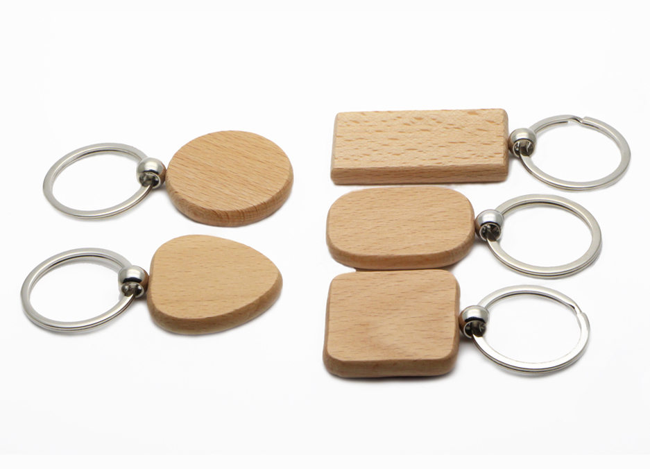

25X Blank Wooden Key Chain Personalized Wood Keychains Rectangle,Squre,Round and Heart Sharped Four Size to Choose KW01X Drop Shipping