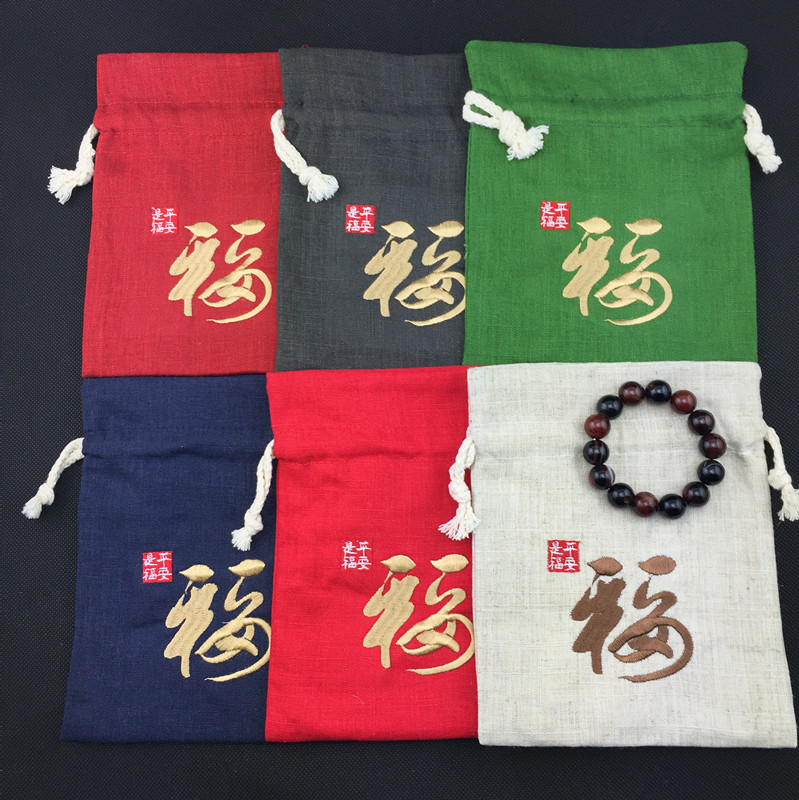 

Chinese Fu Small Large Cotton Linen Party Gift Bags Jewellery Package Pouches High Quality Drawstring Cloth Packaging Decorative Storage Bag