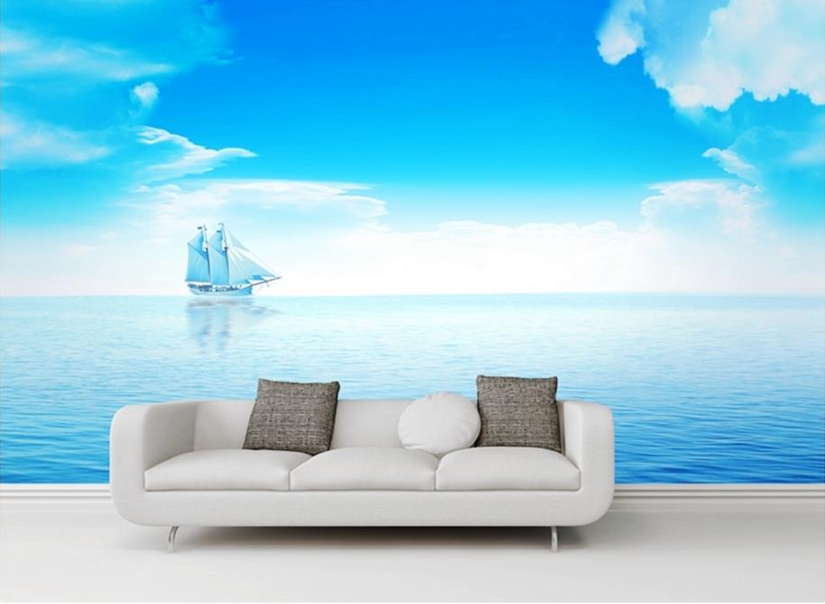 

3D photo wallpaper custom wall murals wallpaper Blue sky sea large mural home hotel wall decoration painting background wallpaper room decor, Customized