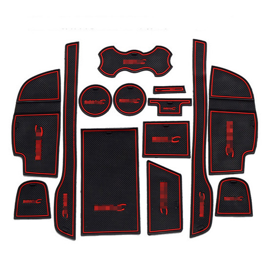 

14pcs Non-Slip Rubber Interior Car Door Armrest Storage Panel Mat Cup Holder Slot Pad Cover Sticker For Lincoln MKC 2014-2015