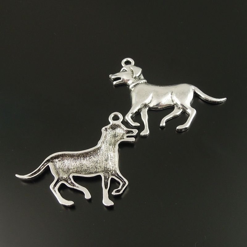 10pcs Antiqued Silver Tone Dog Animal Alloy Charm Pendant 52*35*3mm jewelry making-image-379661267
