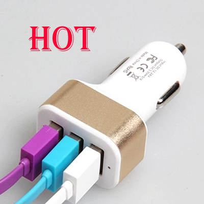 

Ship in One Day ! Hot Sale New 3 Port Car Charger USB Universal for Mobile Phone with DHL Free Shipping