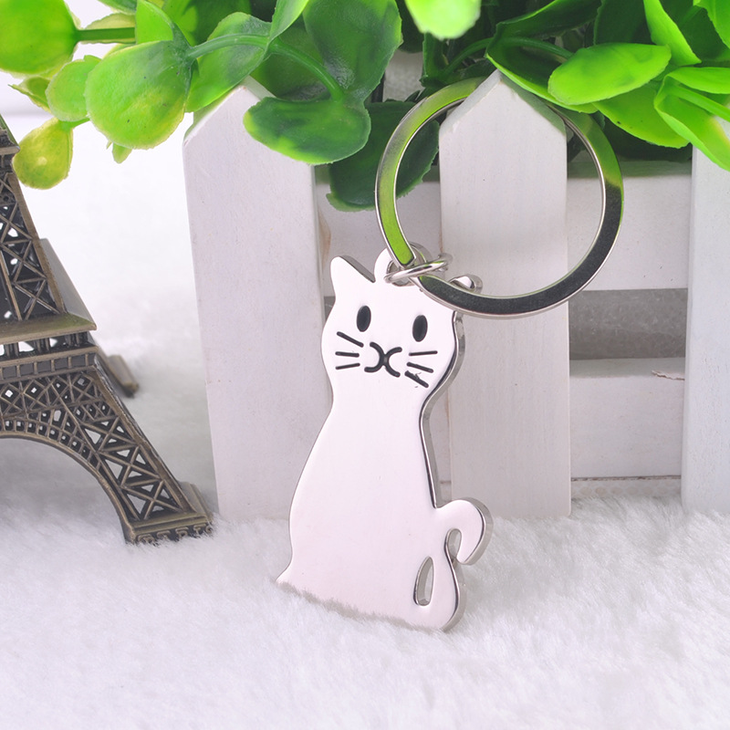 

Wedding Supplies Favors Smooth Surface Cat Keychain Alloy Car Key chain Key Ring Baby Shower Party Gifts